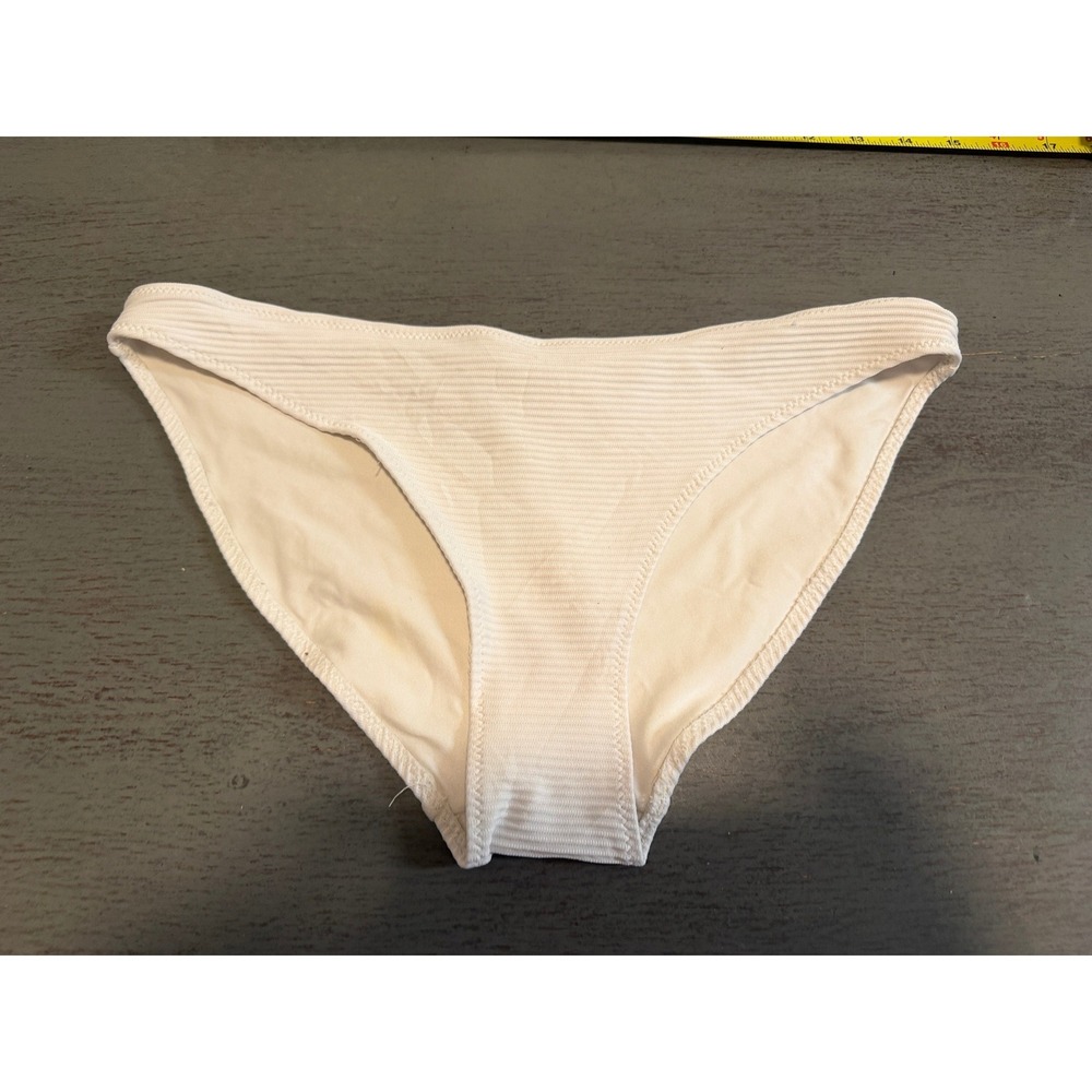 HM White Ribbed Bikini Bottoms Low Rise Swim Size 8